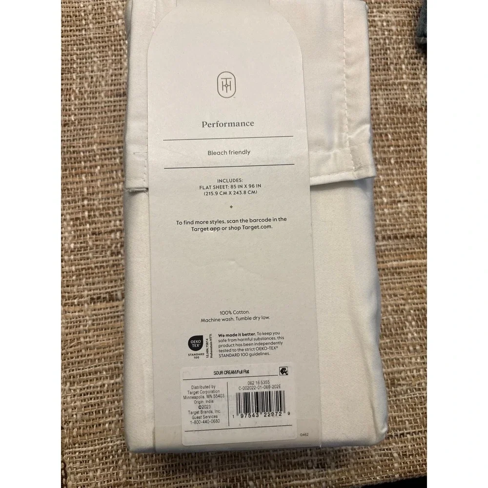 NWT • Threshold Performance Flat‎ Size FULL Sheet • 100% Cotton • Sour Cream